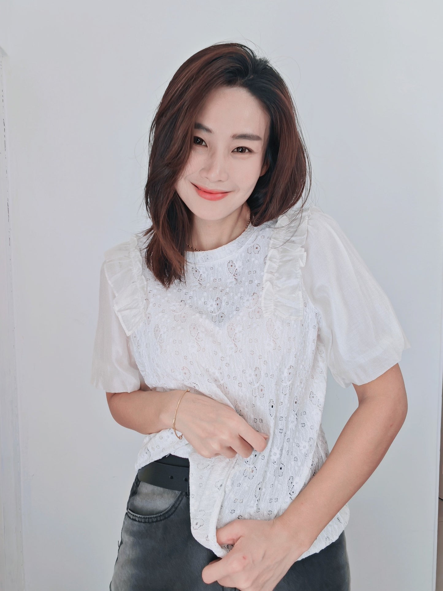 T5104 刺绣拼接 Short Sleeve Shirt
