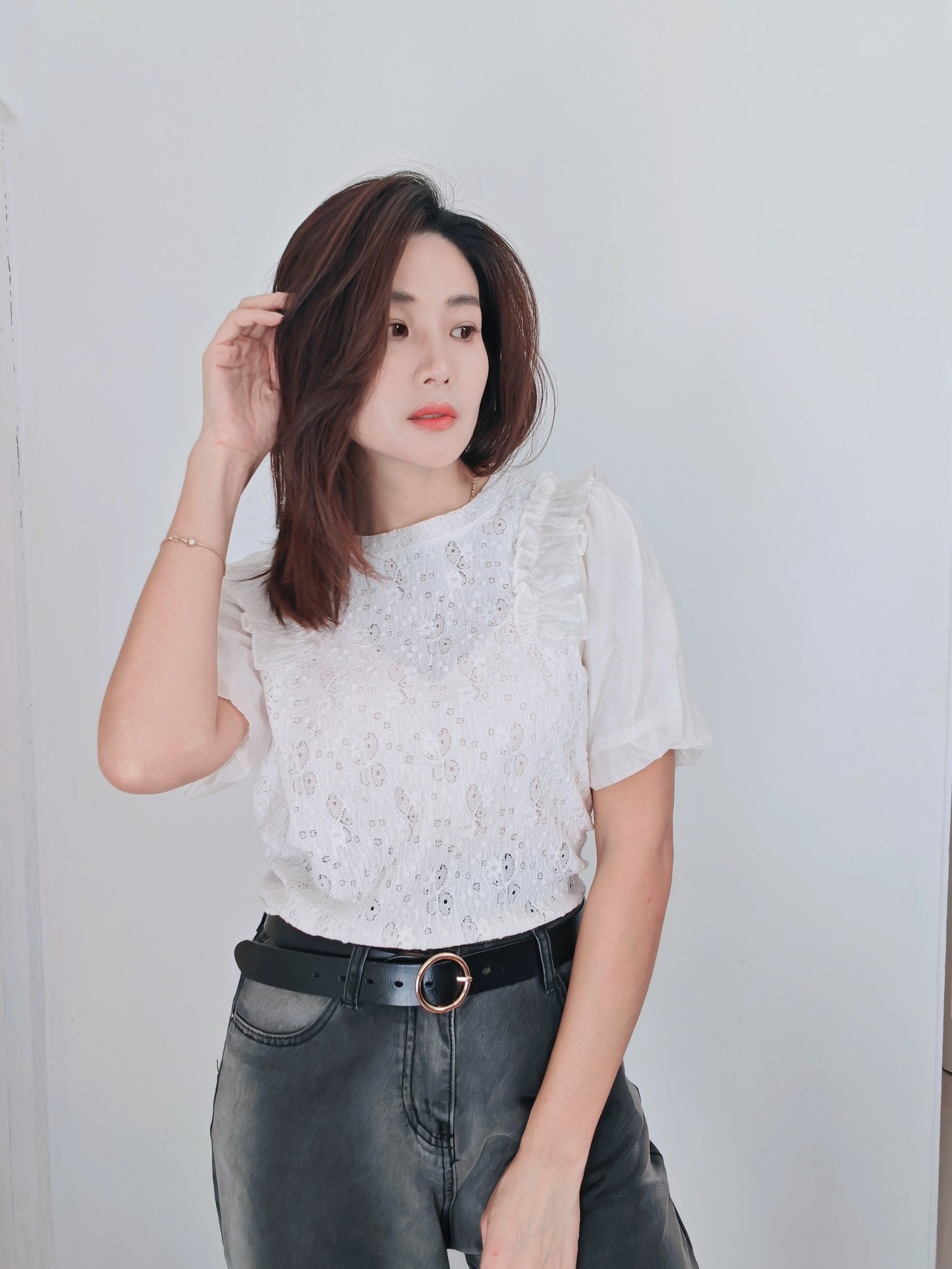 T5104 刺绣拼接 Short Sleeve Shirt
