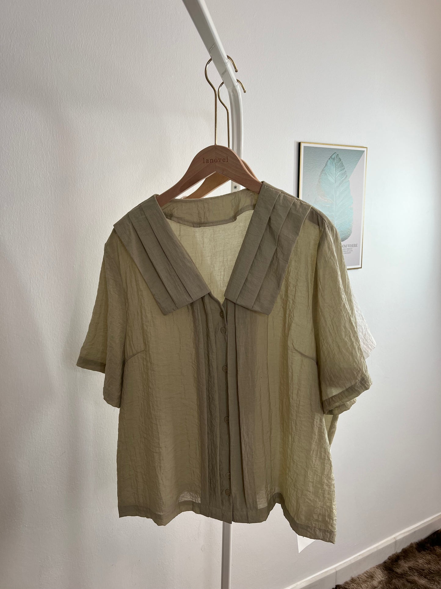 T4792 Korean-style Three Folds Short Sleeve Top