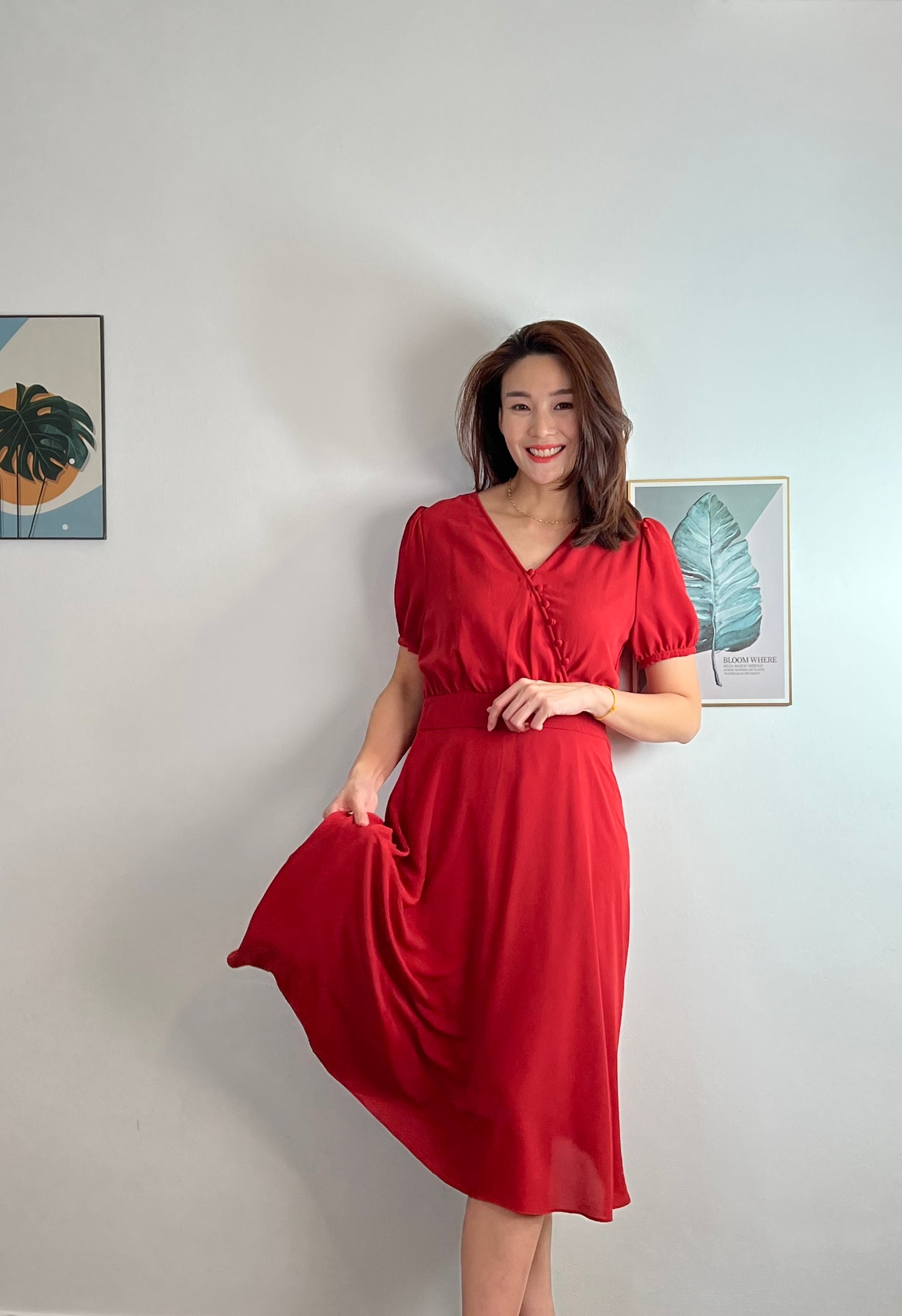 LYC4870 Hem Cut Short Sleeve Dress