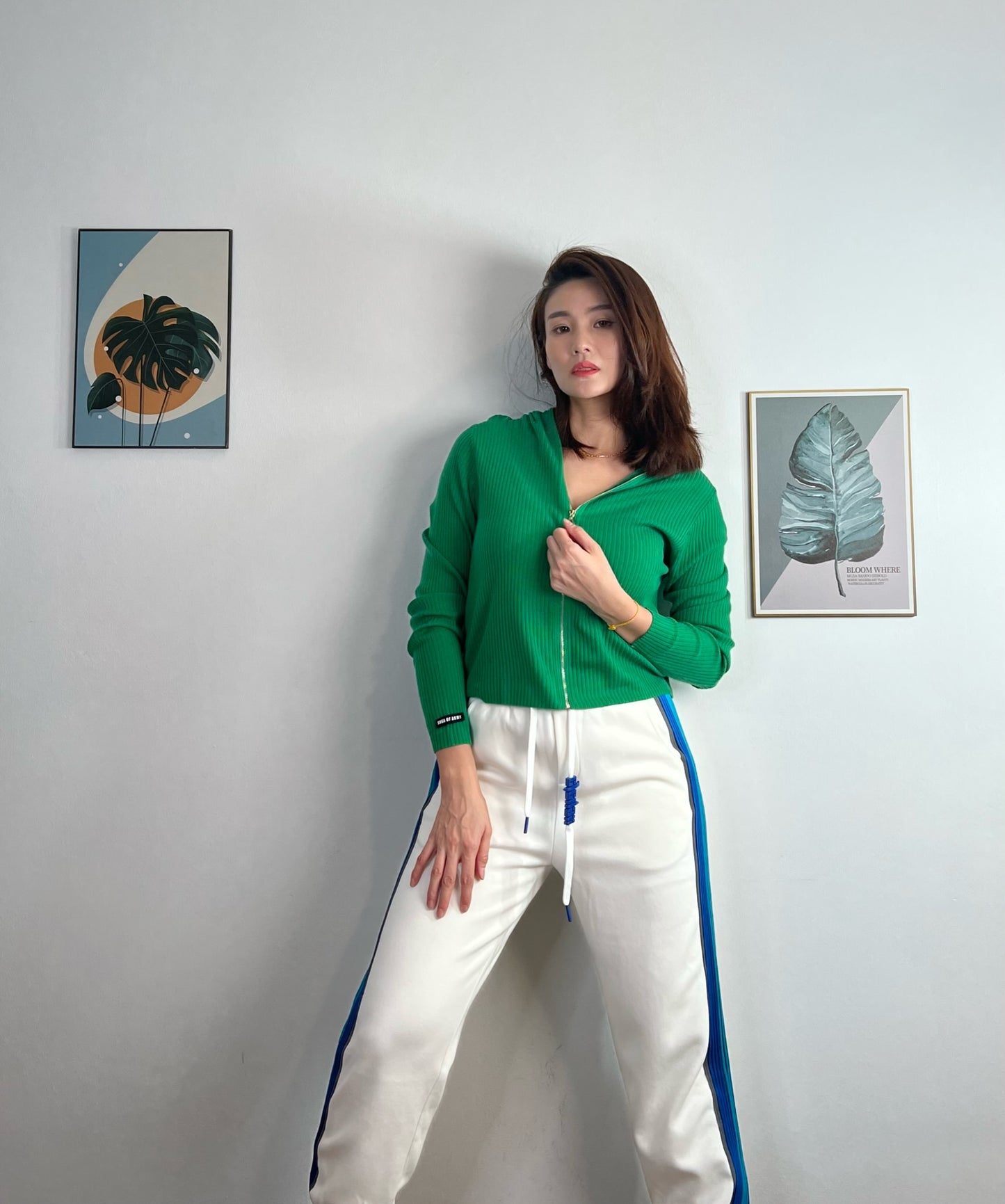 T5896 Hoodie Knitted Sweater with Zipper