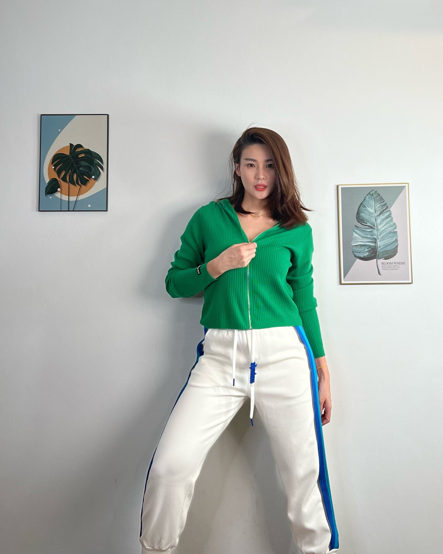 T5896 Hoodie Knitted Sweater with Zipper