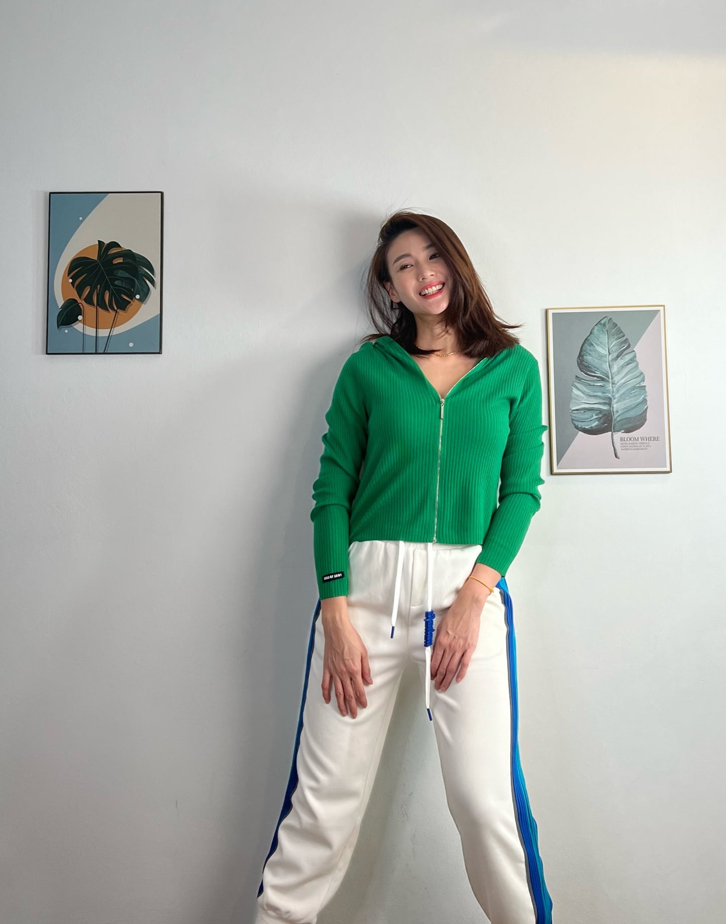 T5896 Hoodie Knitted Sweater with Zipper