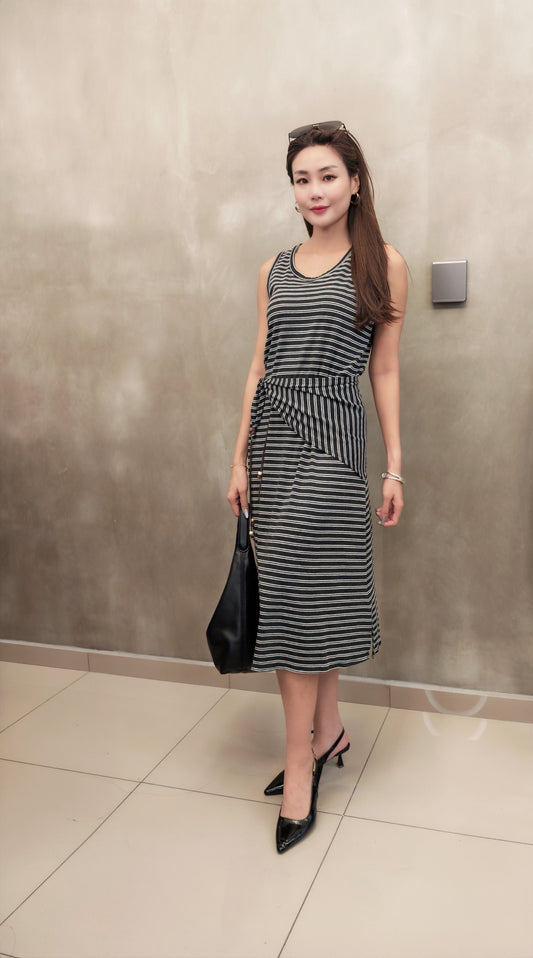 Z1401 2697 Dress 披肩条纹背心裙