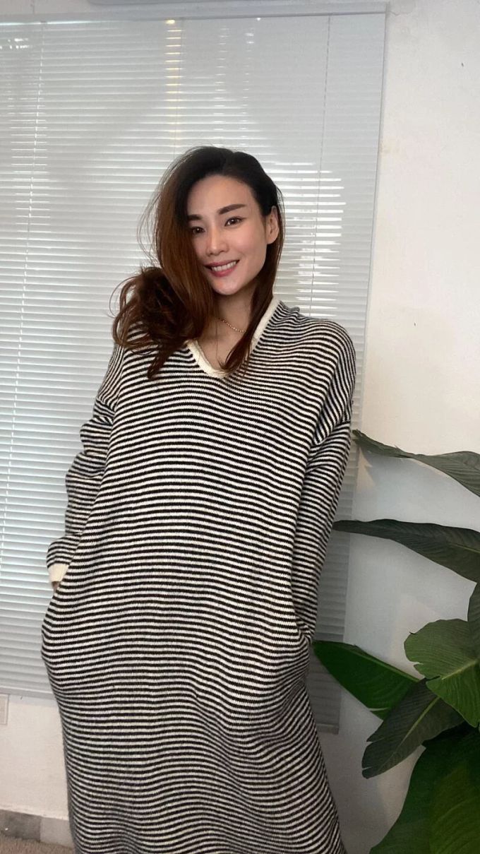 LYC3968-Long Sleeve Stripe Hoodies Dress