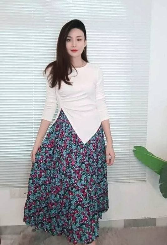 S4867 褶皱花朵 Skirt