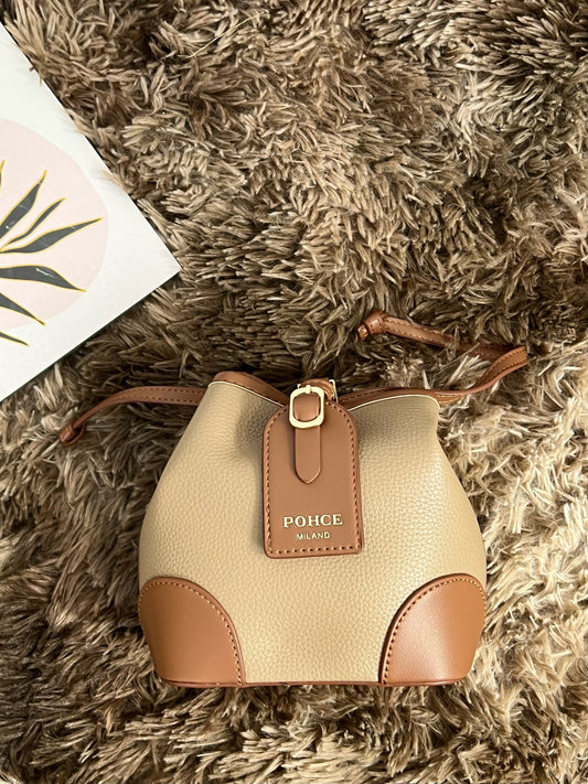 516 Khaki Leather Tube Handbag