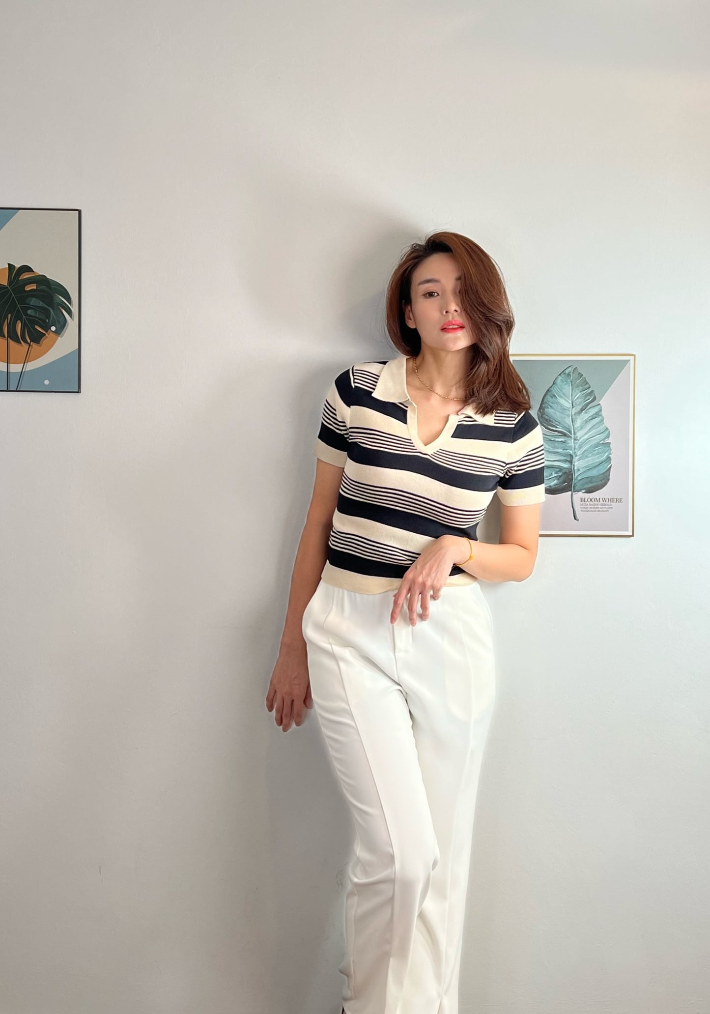 T5829 Striped Polo T-shirt