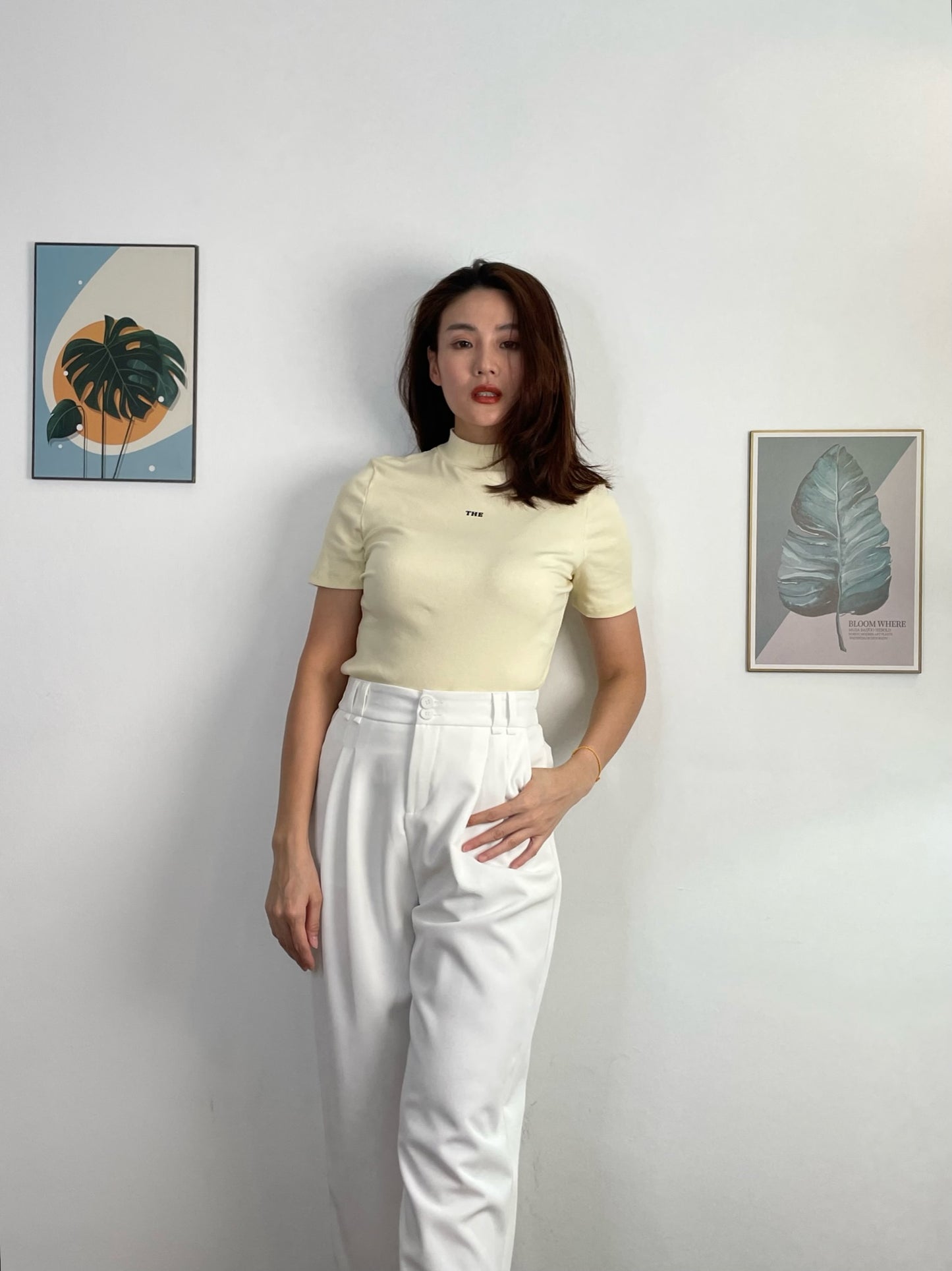 T5918 Half-Turtleneck Short Sleeve Top