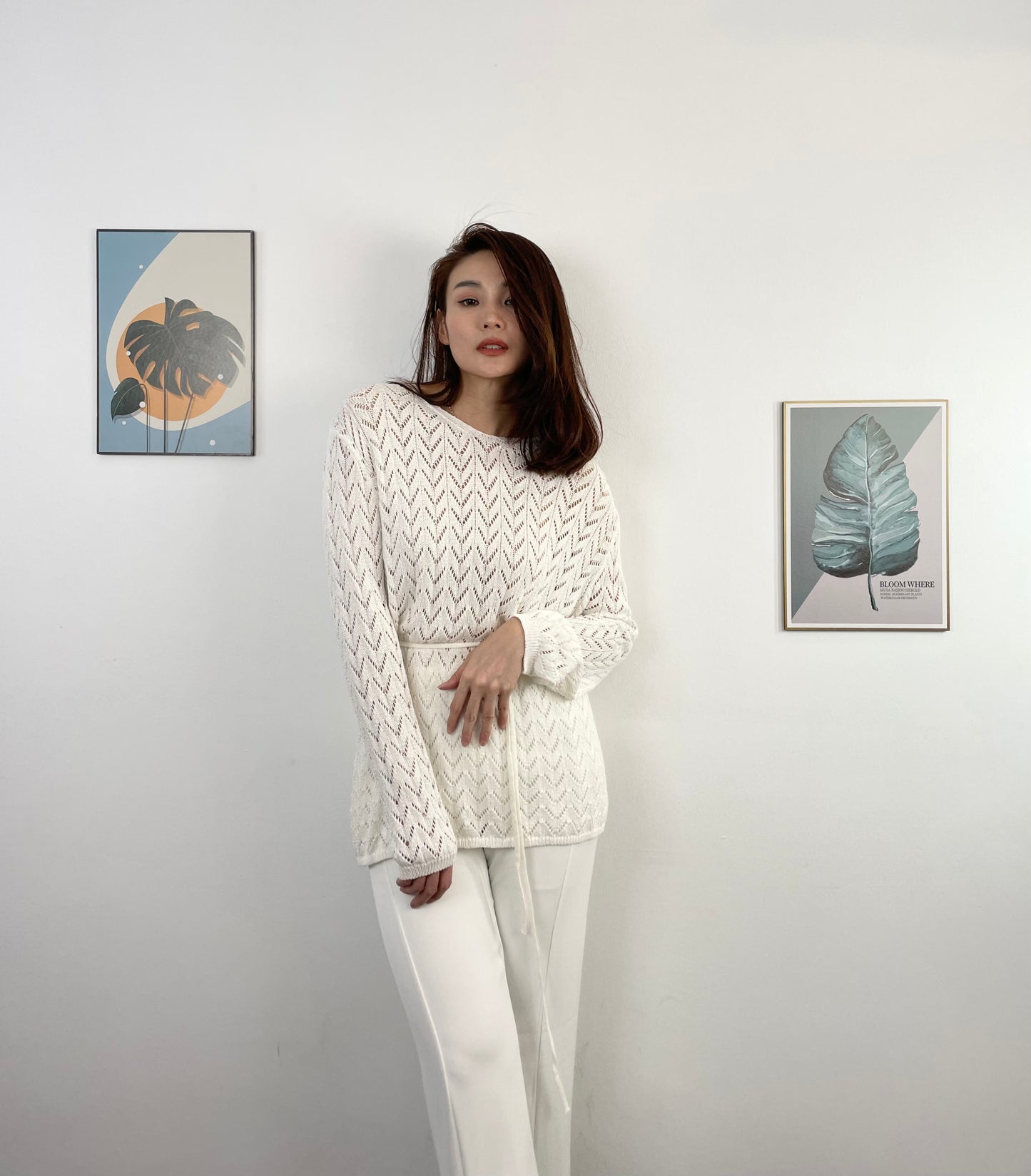 T5980 Custom-made Oversized Knitted Long Sleeve Top