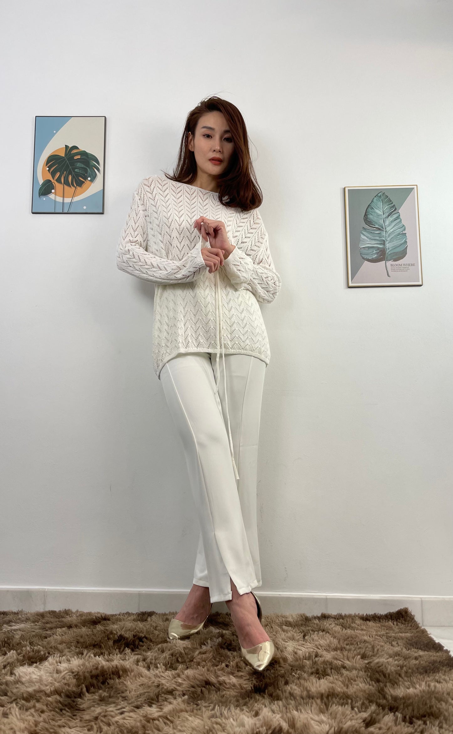 T5980 Custom-made Oversized Knitted Long Sleeve Top