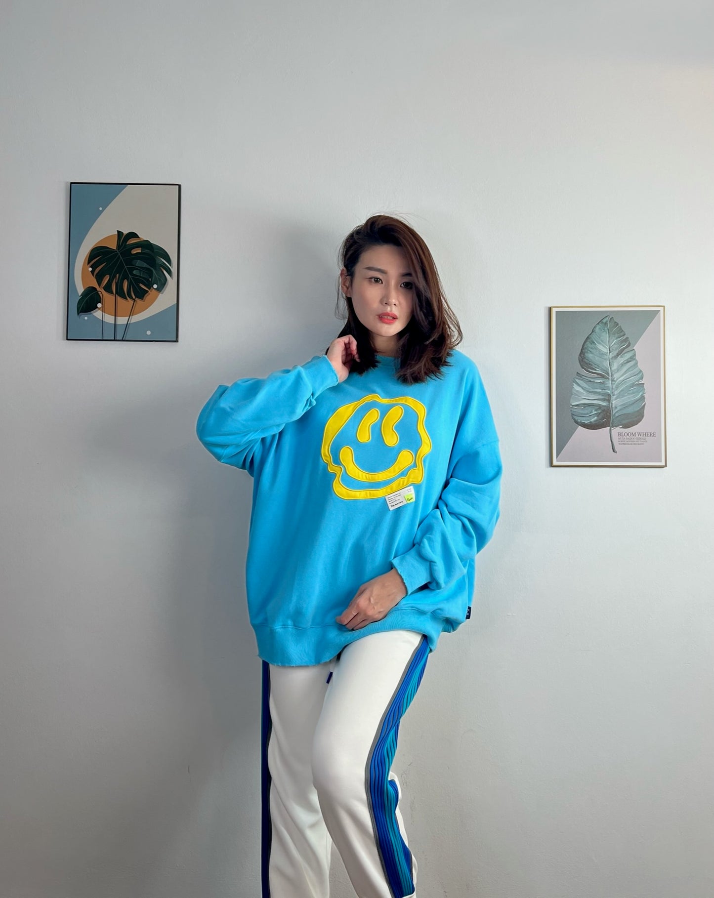 T5898 Smiley Face Embroidered Sweater