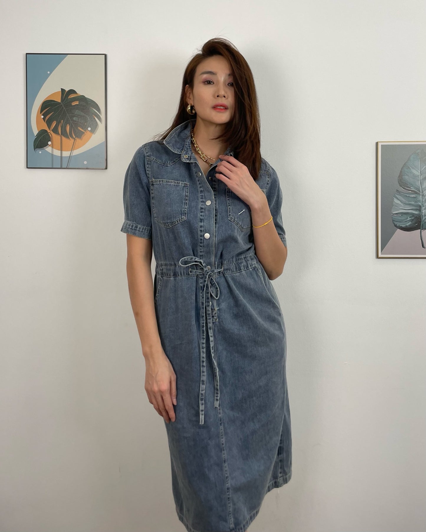 LYC5953 Embroidered Denim Dress