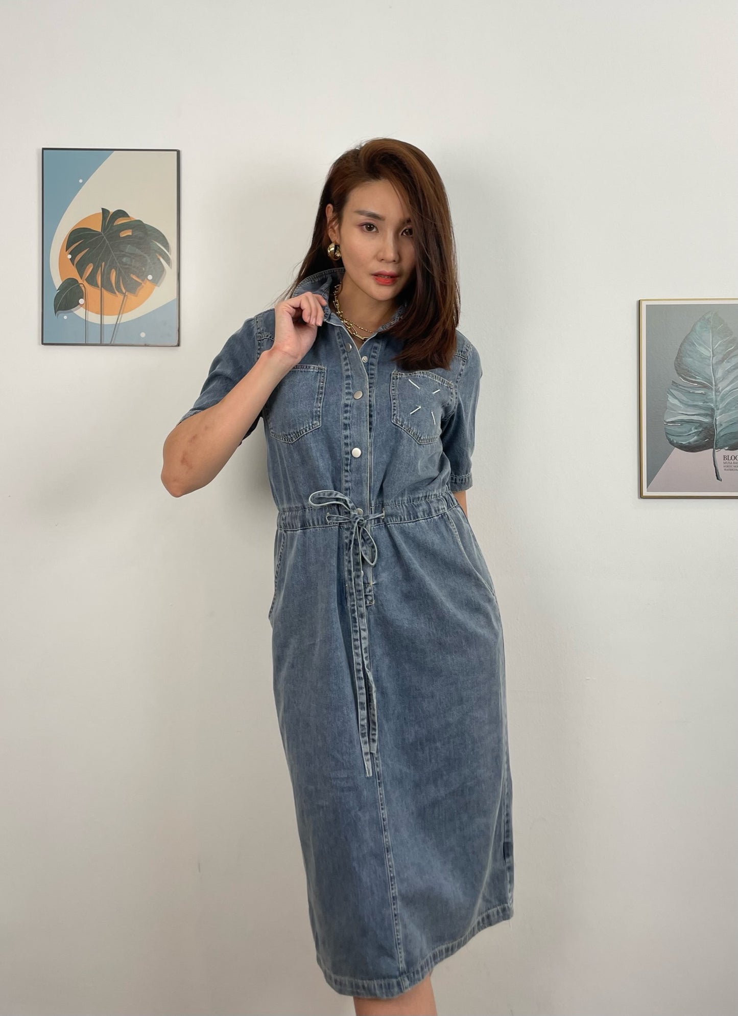 LYC5953 Embroidered Denim Dress