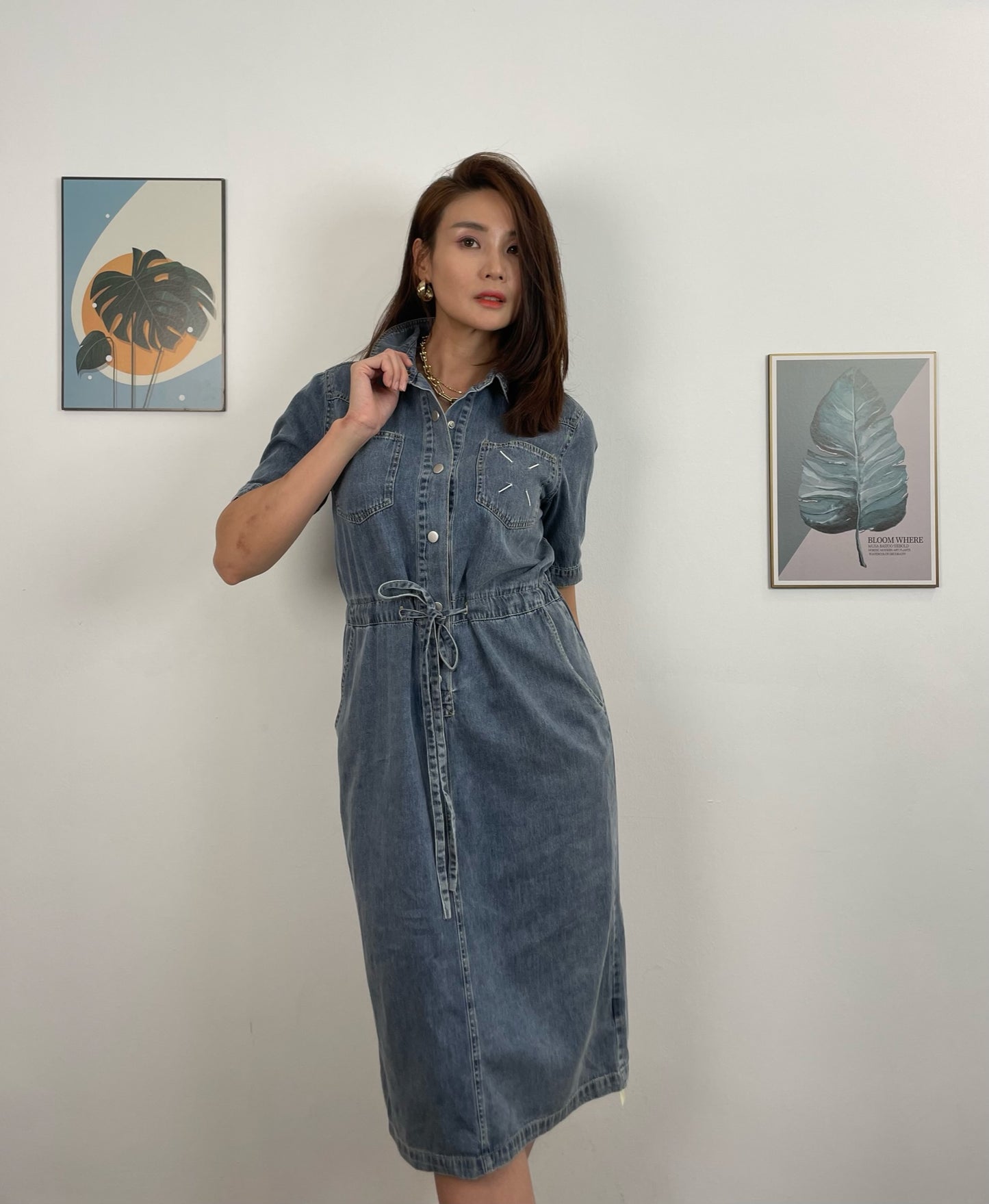 LYC5953 Embroidered Denim Dress