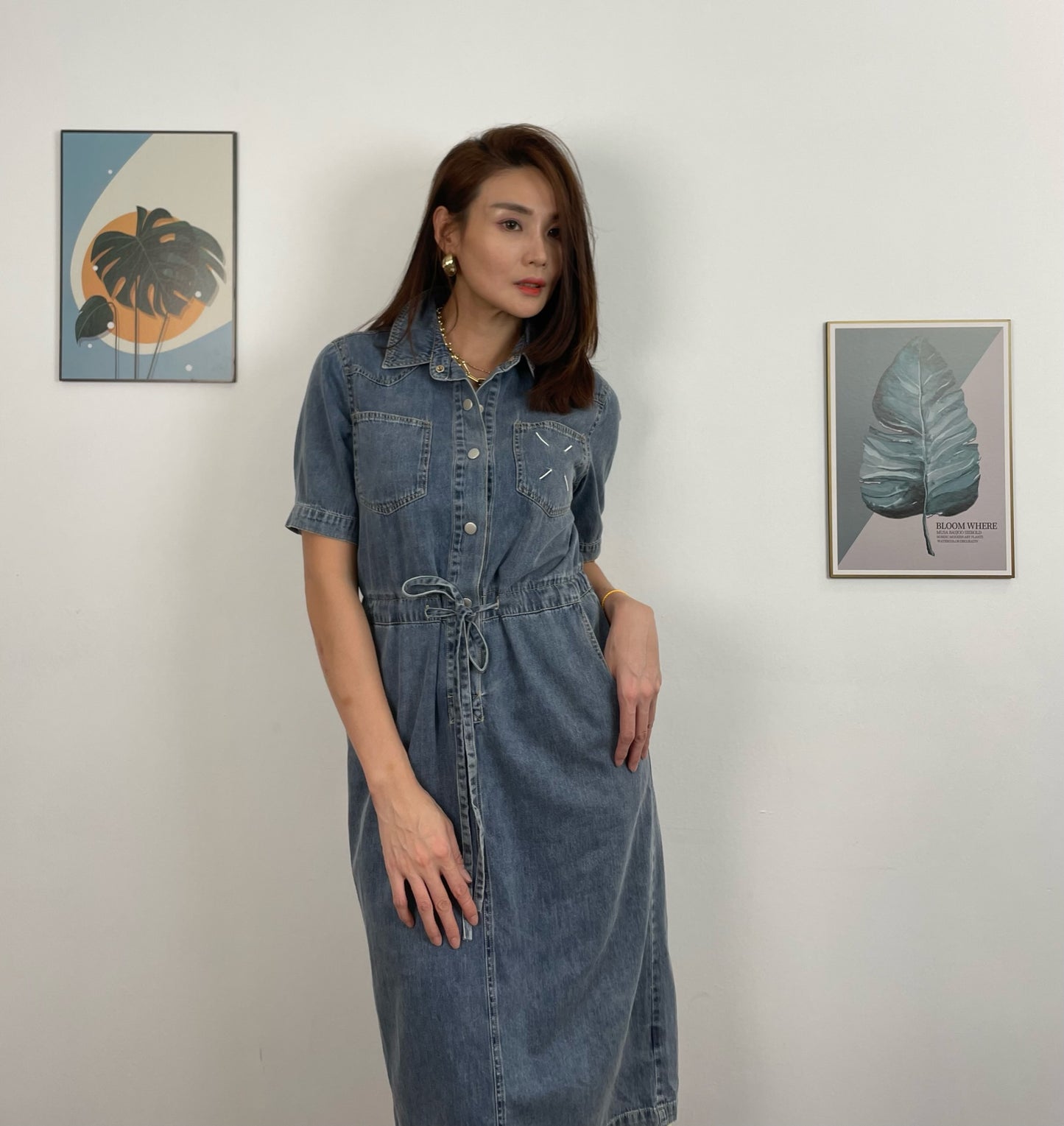 LYC5953 Embroidered Denim Dress