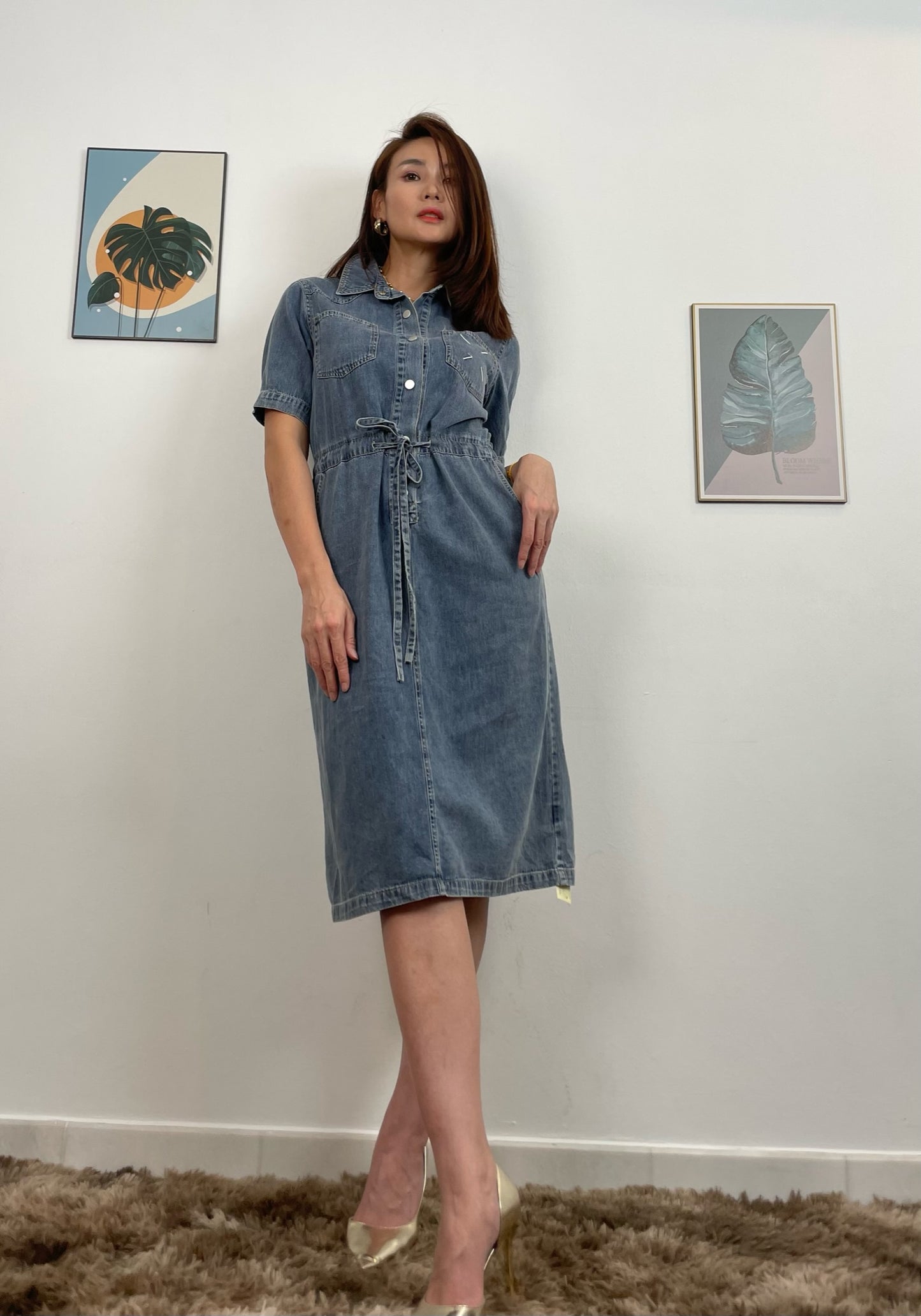 LYC5953 Embroidered Denim Dress