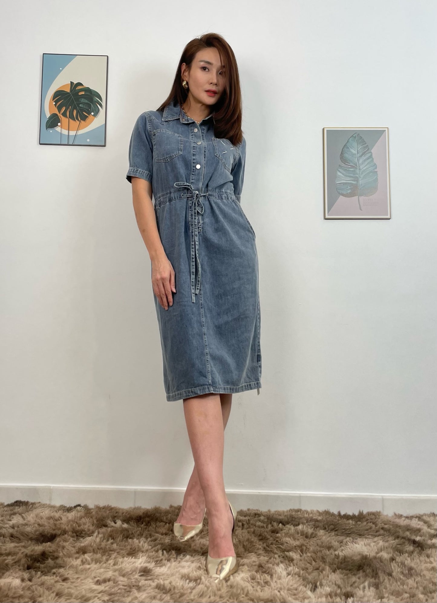 LYC5953 Embroidered Denim Dress