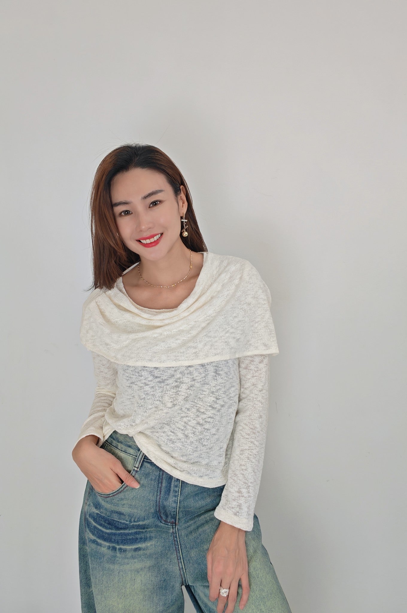 Z576 6135 Top 披肩+上衣 (Creamy)