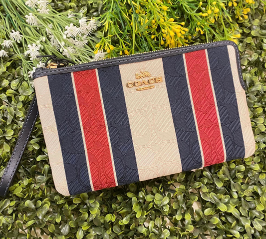 Coach Signature JQ Stripe Wristlet