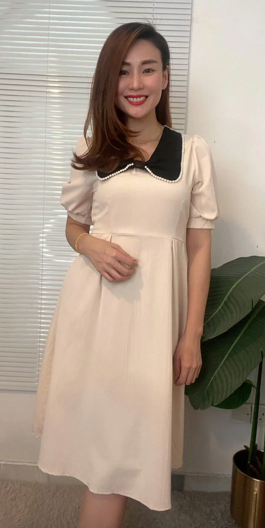 LYC4612 Lapel Collar Short Sleeve Dress