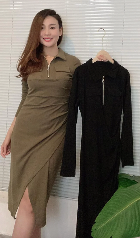 LYC5132 Designer's Knitted Semi-casual Long Sleeve Dress