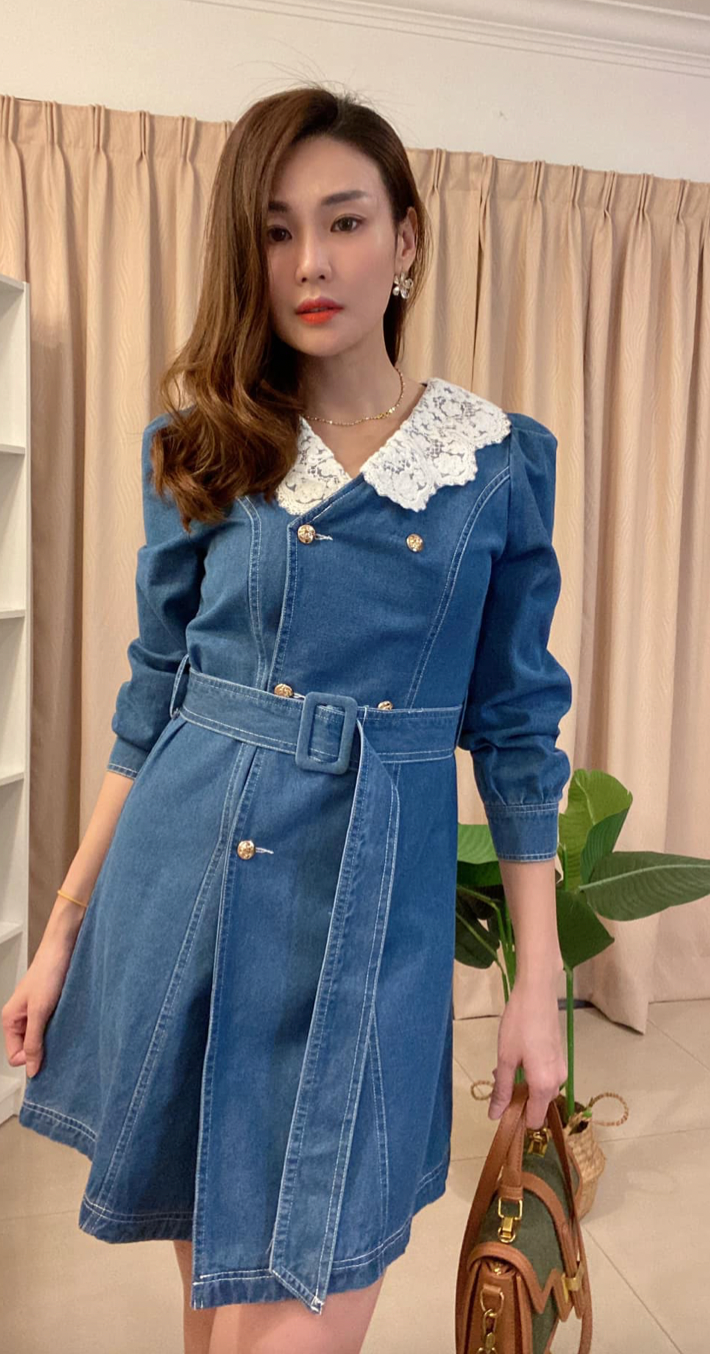 LYC5228 Stitched Embroidered Lapel Collar Cowboy Dress