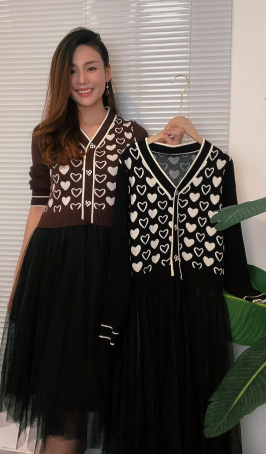 LYC5267 Heart Embroidered Cashmere Dress