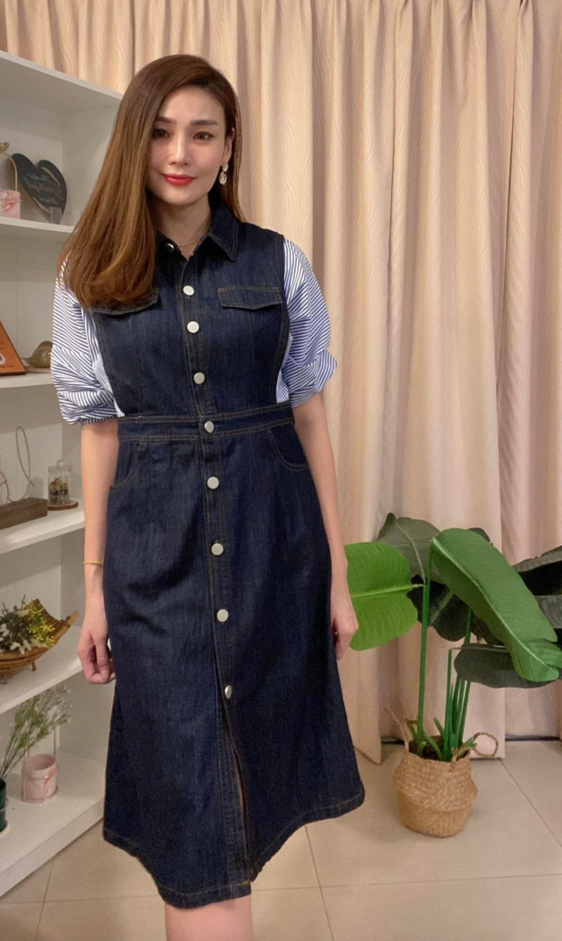 LYC 5031 Denim Long Sleeve Dress